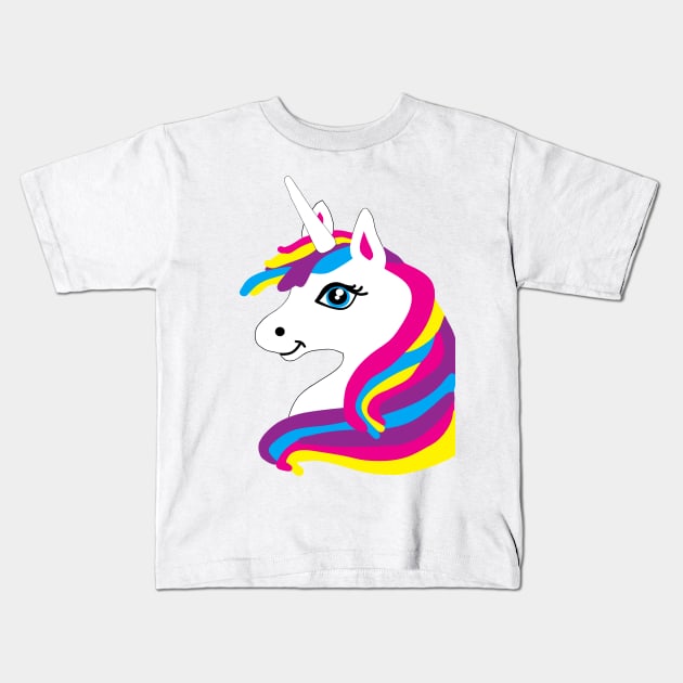 Rainbow Unicorn Kids T-Shirt by CBV